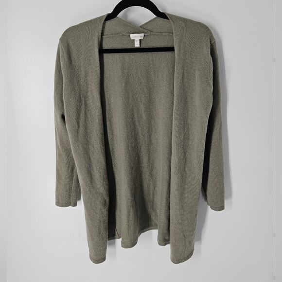Garnet Hill Green Cashmere Open Front Long Sleeve Cardigan S - Picture 1 of 7